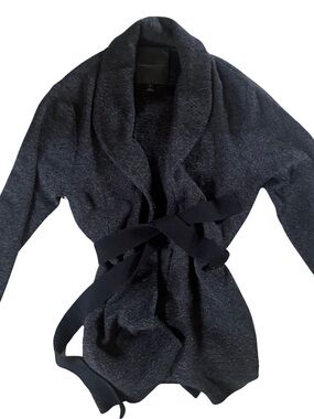 Classiques Entier Dark Gray Shawl Collar Belted Cardigan